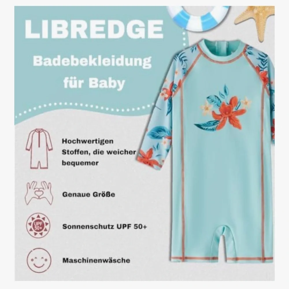 NWOT LIBREDGE‎ Baby Swimsuit Long Sleeve Bathing Suit 0-3m N67